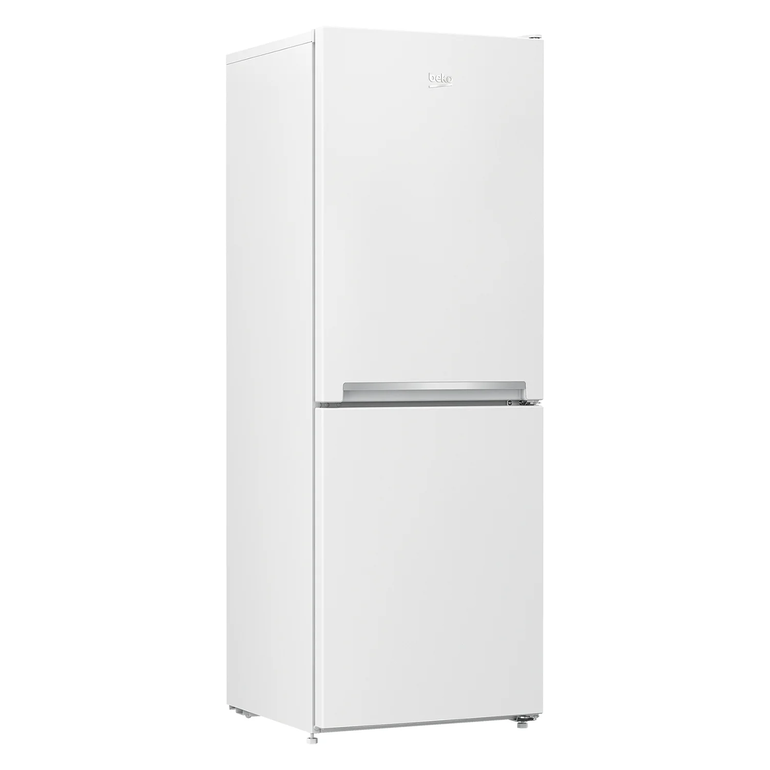 Bočna i prednja strana samostojećeg frižidera sa zamrzivačem Beko, bijeli, dvoja vrata