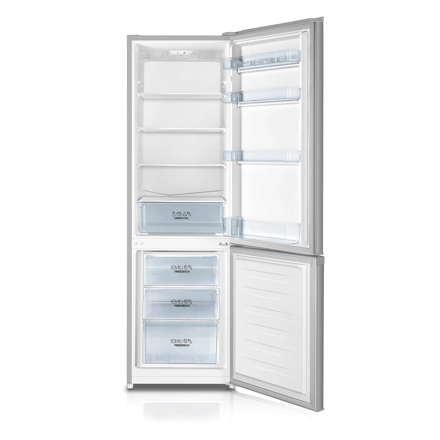 Unutrašnjost samostojećeg frižidera sa zamrzivačem Gorenje, sivi, dvoja vrata
