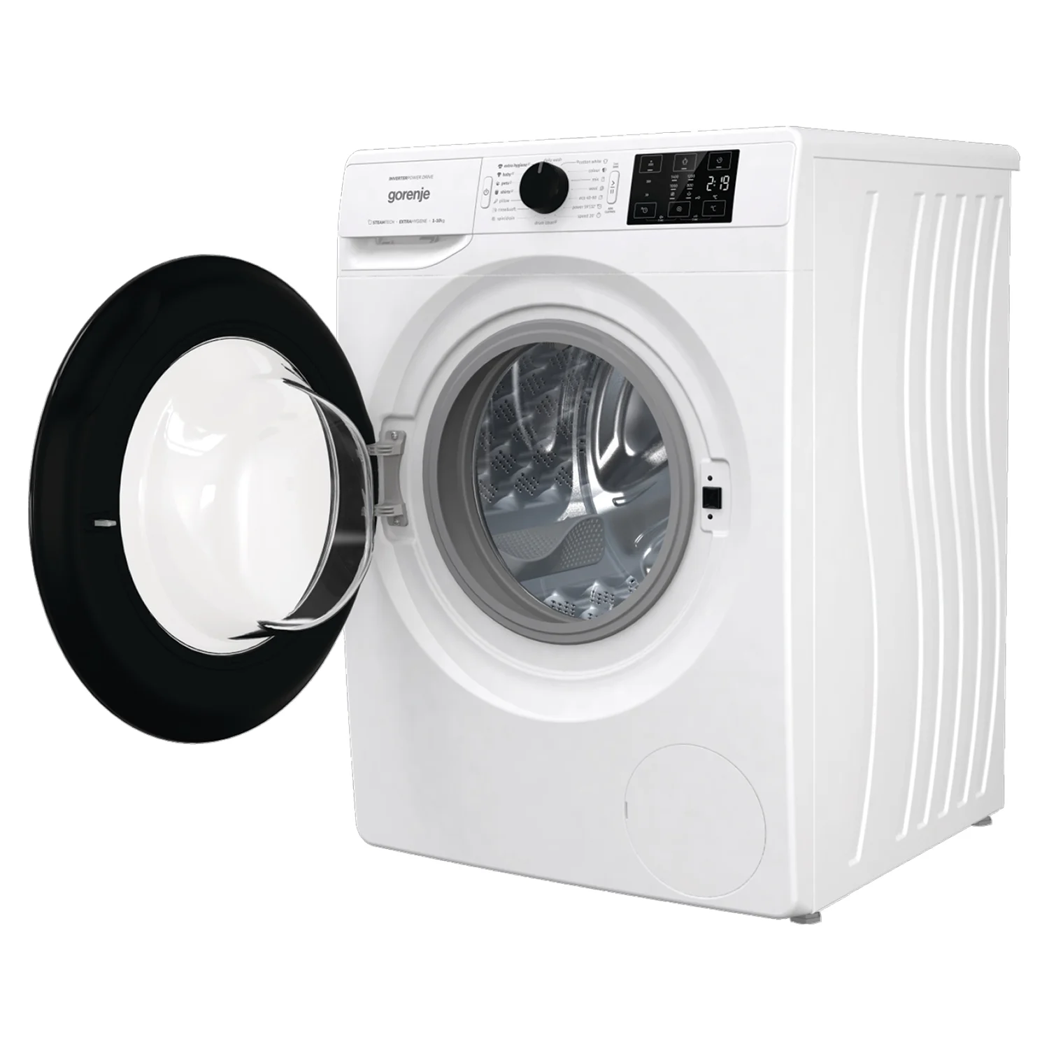 Bočna i prednja strana mašine za pranje veša Gorenje, bijela