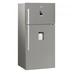 Prednja strana samostojećeg frižidera sa zamrzivačem Beko, sivi, dvoja vrata
