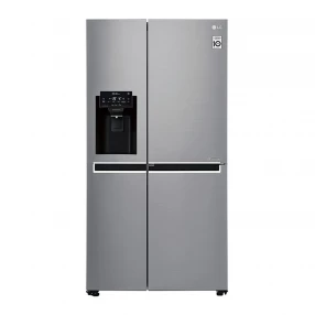 Prednja strana side by side frižidera sa točilicom i ledomatom LG, sivi