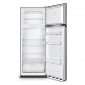 Unutrašnjost samostojećeg frižidera sa zamrzivačem, sivi