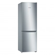 Bočna i prednja strana samostojećeg frižidera sa zamrzivačem Bosch, sivi