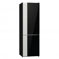 Prednja strana samostojećeg frižidera sa zamrzivačem Gorenje, crni, dvoja vrata, Ora Ito