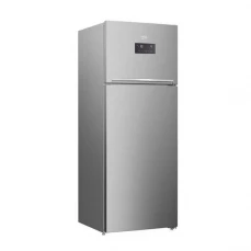 Bočna i prednja strana samostojećeg frižidera sa zamrzivačem Beko, sivi, dvoja vrata